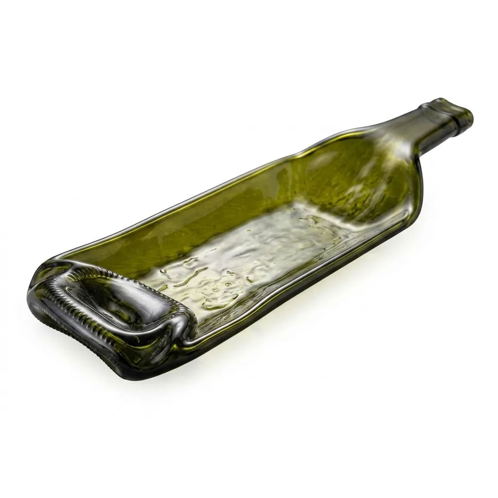 Upcycled Wine Bottle Nibble Dish - Olive Green