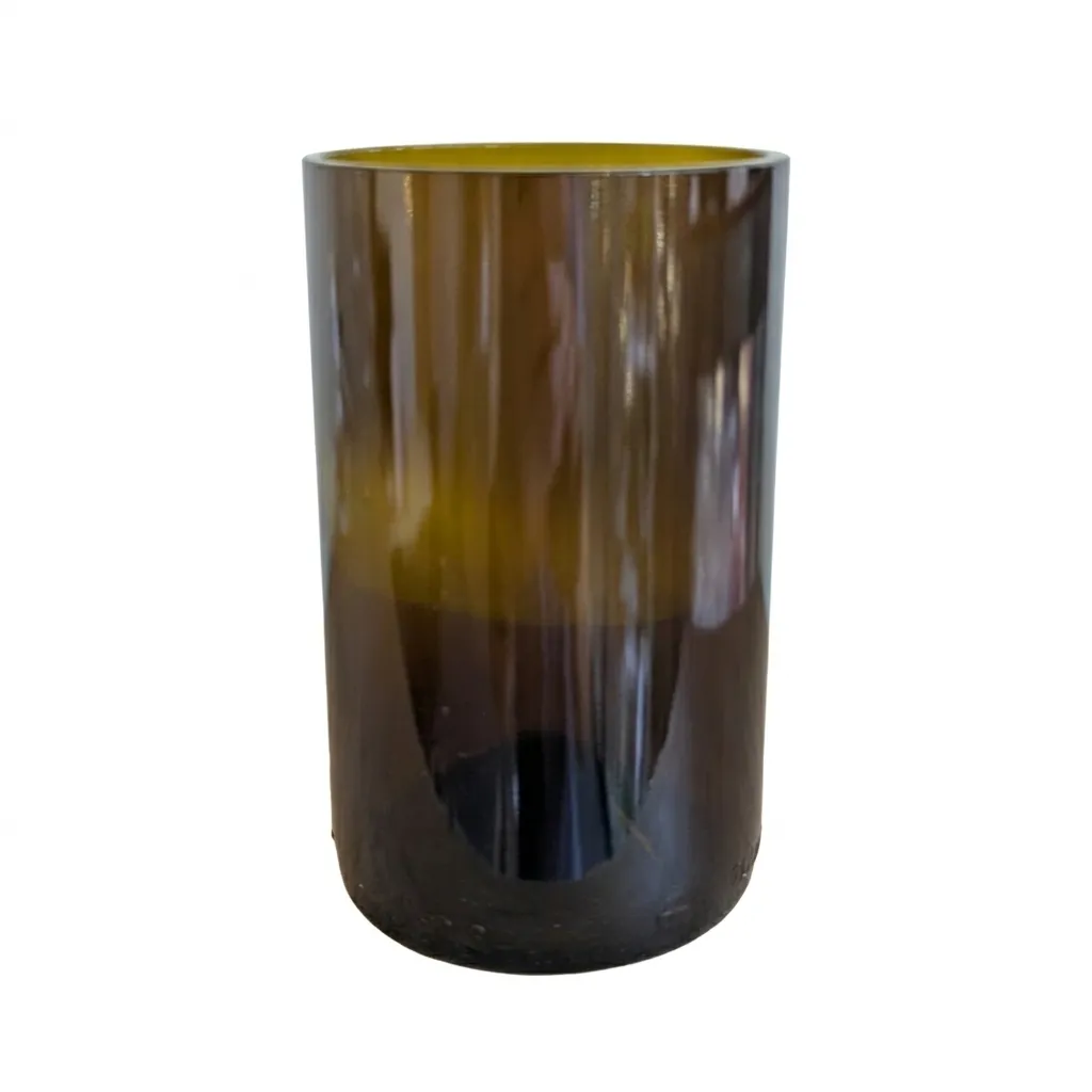 [H0003AM] Upcycled Cut Wine Bottle Tumbler 355ml - Amber