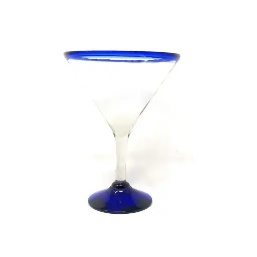 [H0030BL] Mexican Marguerita Glass Blue Rim 400mL